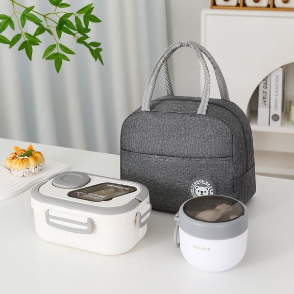 1200ml Insulated Lunch Box Set with Bag, Leakproof Bento Food Container
