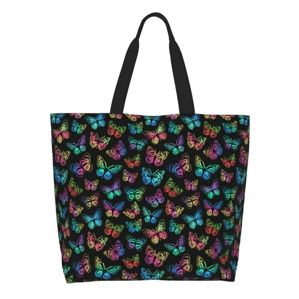 Balery Multicolored Butterflies Bolsa Tote Estilo Estético con Cremalleras, Bolsa de Hombro, Bolsa de Compras Grande y Plegable