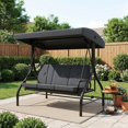 thumbnail image 1 of Balançoire de Porche Convertible 2-en-1 à 3 Places avec Support, Auvent Imperméable et Résistant aux UV à Réglage Continu, Balançoire de Patio Robuste Rembourrée 800 Lb pour Jardin et Cour Arrière, Gris, 1 of 6