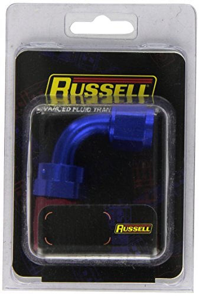 Russell 610170 Red/Blue Anodized Aluminum -8AN 90-Degree Hose End