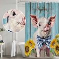 thumbnail image 5 of Cute Pig Shower Curtain, Waterproof Shower Curtains for Bathroom, Yellow Sunflowers Blue Wooden Vintage Art Washable Fabric Bathtub Curtain Set Bath Decor with 12 Hooks Stall 36"x72", 5 of 8