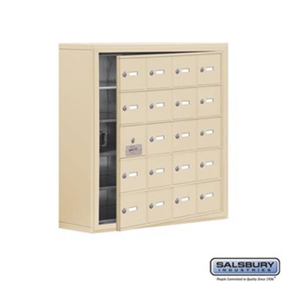 SalsburyIndustries Cell Phone Storage Locker With Front Access Panel - Sandstone - 5 Door High Unit