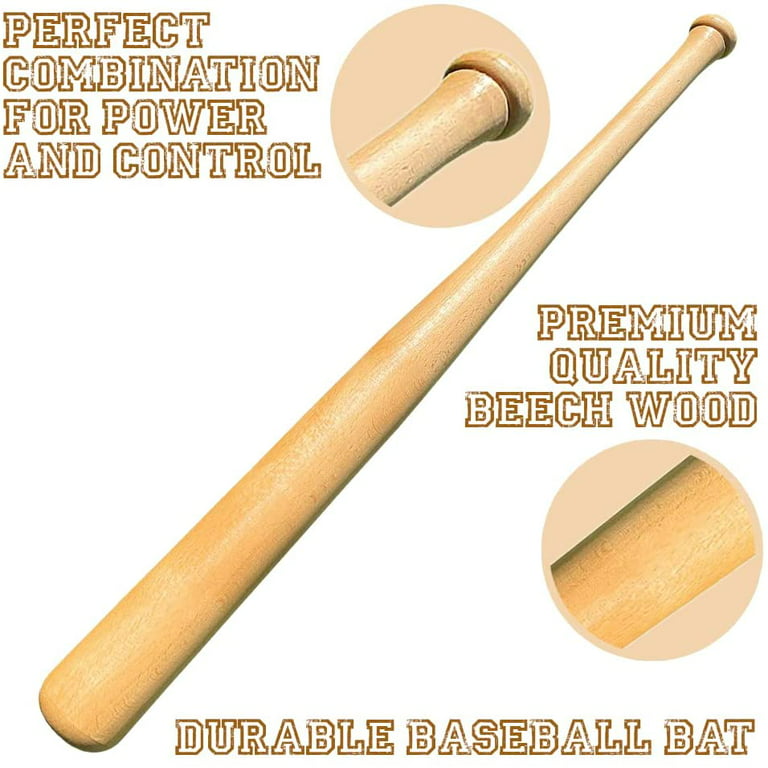 Genuine Solid Beech Wood Baseball Bat - 27 Inch 23 Oz - Tball Bat, Self  Defense, Weight Training, and Pickup Games - Classic and Timeless Design 