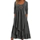 thumbnail image 1 of Vestido holgado de manga larga con fruncidos para mujer - Cuello redondo, fluido, poliéster, informal/para todas las ocasiones - S-XXL, 1 of 4