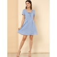thumbnail image 3 of Vestido De Manga Corta Y Estampado Floral De Corazón De Estrella Por Encima de la rodilla Para Mujer Corazón azul S, 3 of 6