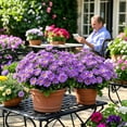 thumbnail image 4 of UV Resistant Outdoor Artificial Daisy Flowers Bouquet, Realistic Faux Greenery Bonsais for Hanging Bonsaier, Lifelike Floral Decor for Porch Patio Garden Yard Indoor Table Centerpiece, Purple, 4 of 5
