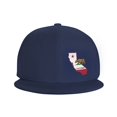 thumbnail image 3 of DouZhe Flat Brim Cap Snapback Hat, California Map Bear Flag Prints Adjustable Blue Adult Baseball Cap, 3 of 6