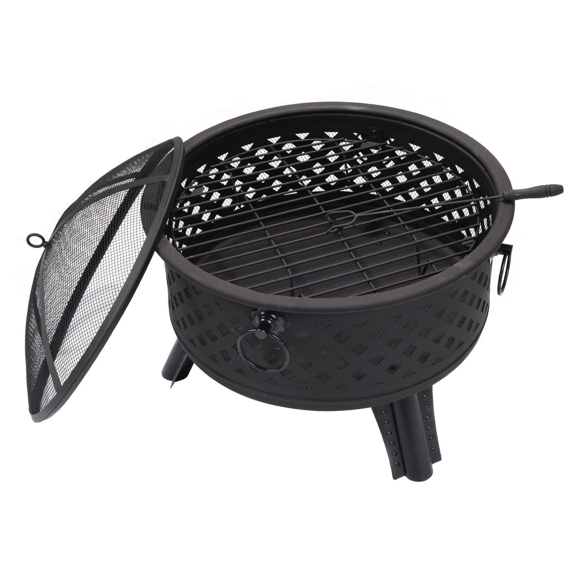 Costway 26'' Metal Round Firepit Patio Garden Stove Firepit Outdoor Brazier With Poker by Costway