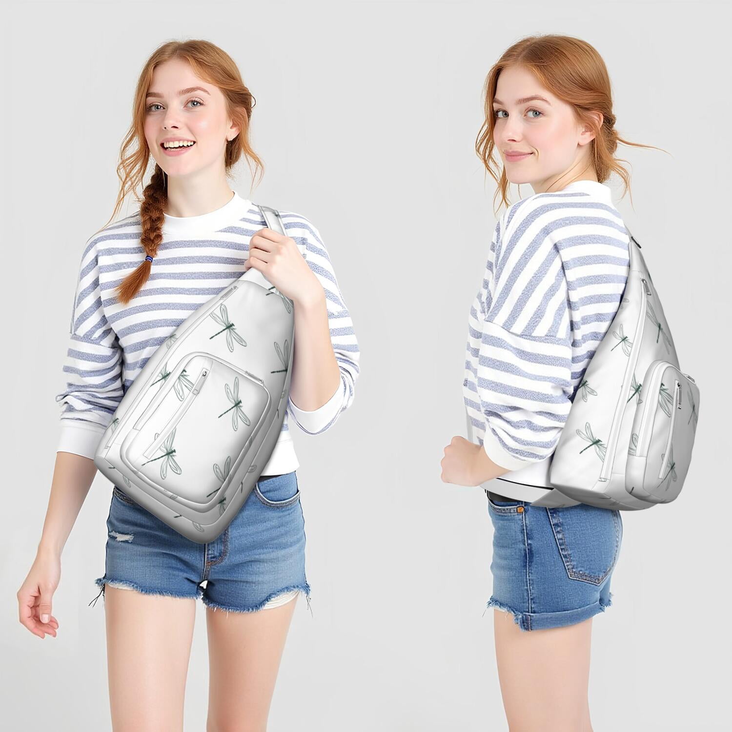 Dragonfly Print Sling Bag - Nature Inspired Crossbody Backpack for Women & Men, Water-Resistant Shoulder Daypack (Insect Lovers Design, Lightweight & Durable)