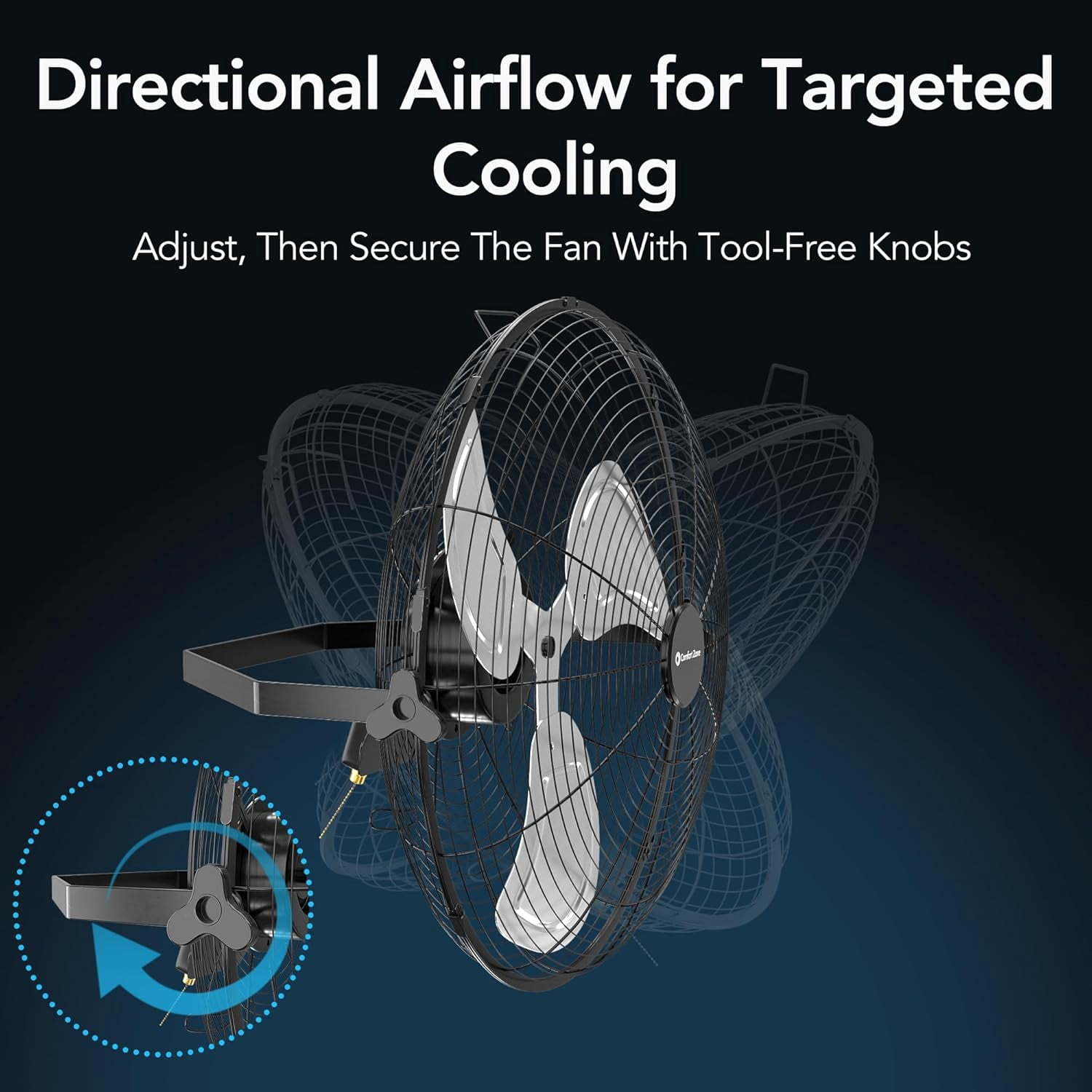 Comfort Zone 20 in. Industrial Fan – Wall or Floor Mount, 3 Speeds, Metal