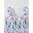 thumbnail image 6 of 4T Baby Girls Dress 5T Girls Sleeveless Dress Flower Print Off-the-shoulder Toddler Girls Summer Layered Dress Purple, 6 of 9