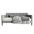 thumbnail image 4 of Home Design Fallon Twin Daybed with Velvet Upholstery, Foam Padding, Square Arms, Biscuit-Style Button Tufting, Stylish Seating and Sleeping Solution, Gray, 4 of 13