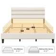 thumbnail image 3 of Bolvdo King Bed Frame with Velvet Upholstered Headboard, Metal Support, No Box Spring Needed, Noise Free, Easy Assembly, Beige, 3 of 8