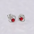 thumbnail image 2 of Burning Heart Earrings, 925 Silver Earrings for Women, Red Cubic Zirconia, 2 of 5