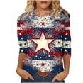 thumbnail image 3 of lcziwo Celebration Shirts for Women Plus Size Cotton Patriotic Lightweight Tee Top Independence Day Graphic Casual Round Neck T Shirt Blue XXXXL, 3 of 8