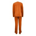 thumbnail image 4 of Scyoekwg Womens 2 Piece Outfit Tracksuits Fall Outfits Long Sleeve Sweatshirt Wide Leg Pants Fashion Matching Outfits Casual Outfits Sets (Orange,M), 4 of 6