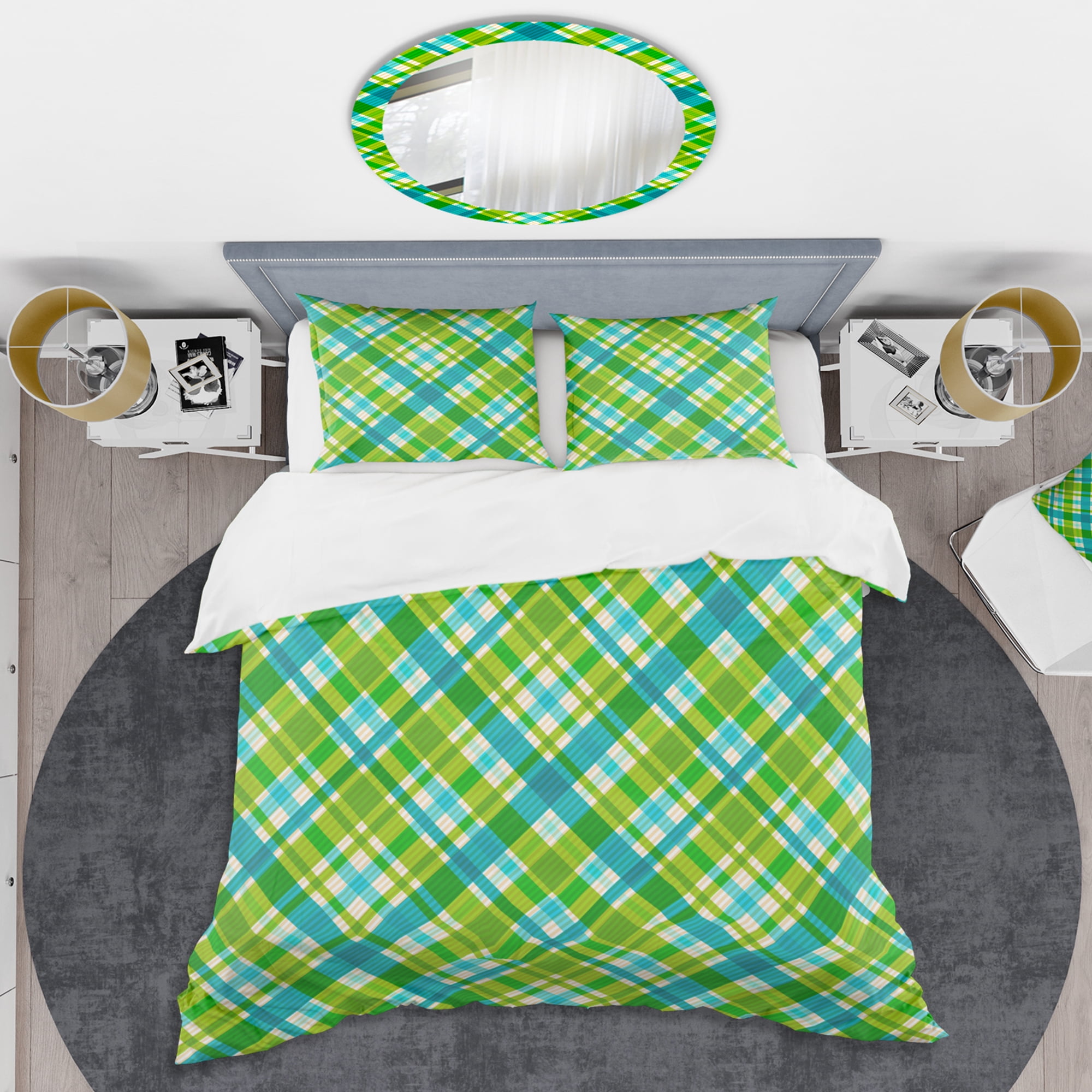 Designart 'Tartan Geometrical Texture II' Mid-Century Modern Duvet Cover Set