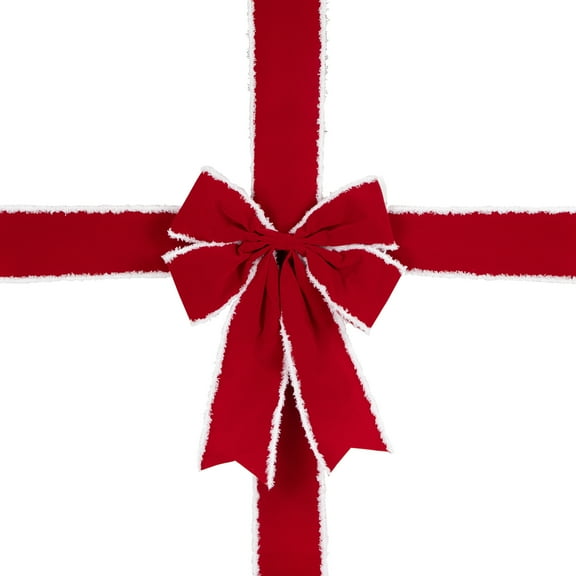 Northlight 14' Red and White Velvet Christmas Door Bow