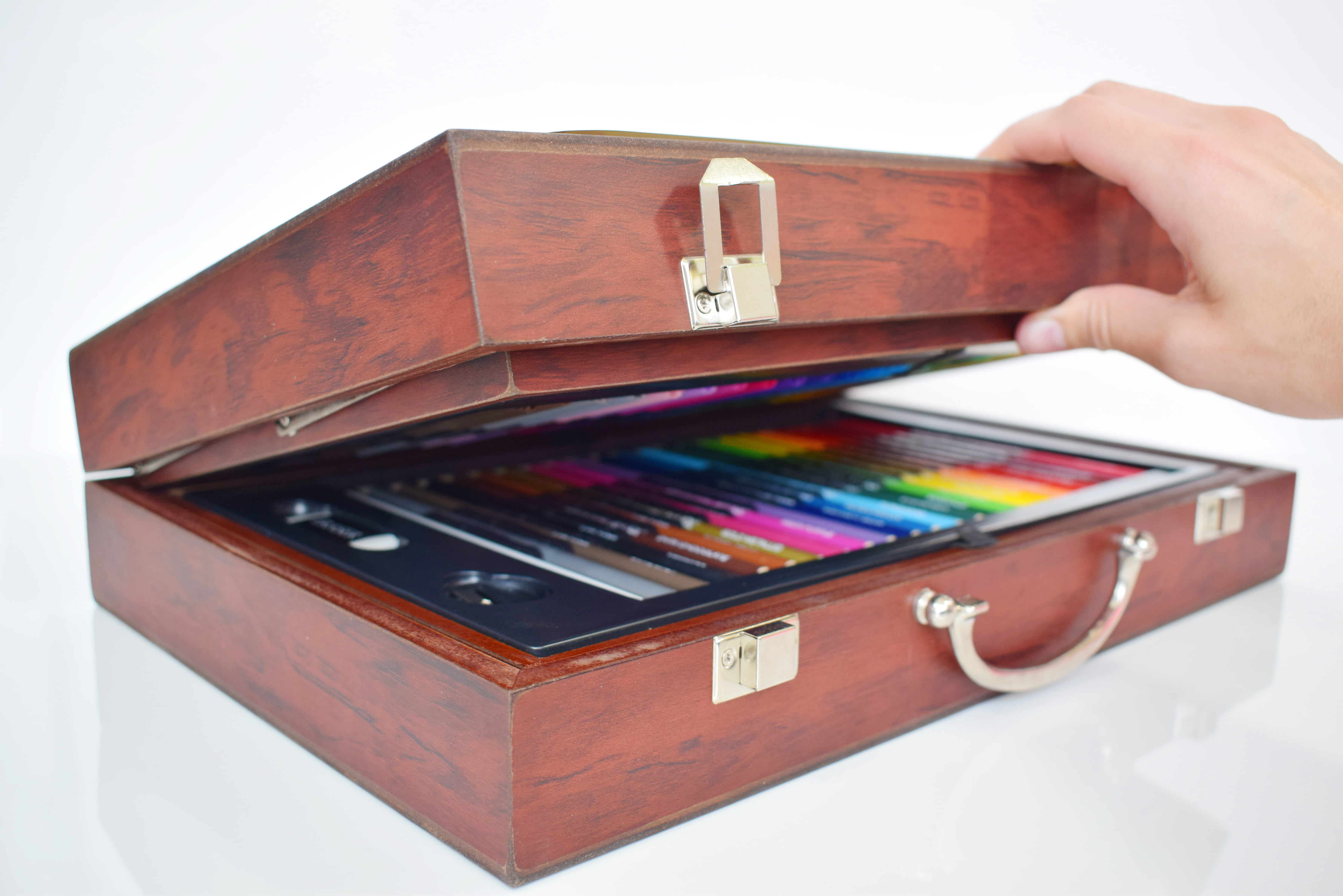 Deluxe Art Set in a Wood Organizer Case, 119 Pieces