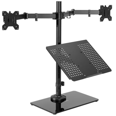 VIVO Laptop and Dual Monitor Desk Stand w/ Glass Base Fits 32 Computer Screen - image 8