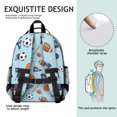 thumbnail image 5 of Football and Basketball Lightblue Pattern Cute School Backpack Bag for School with Padded Back and Adjustable Shoulder Straps 15.25"x11.5"x5.25", 5 of 5