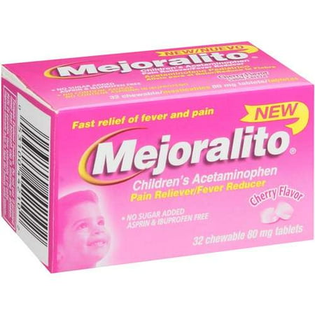 Mejoralito Childrenâs Chewable Cherry Flavor Acetaminophen Tablets, 32ct