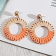 thumbnail image 4 of 2 pares de pendientes de aro con borla de rafia hechos a mano, joyería llamativa de moda para mujeres y niñas, 4 of 5