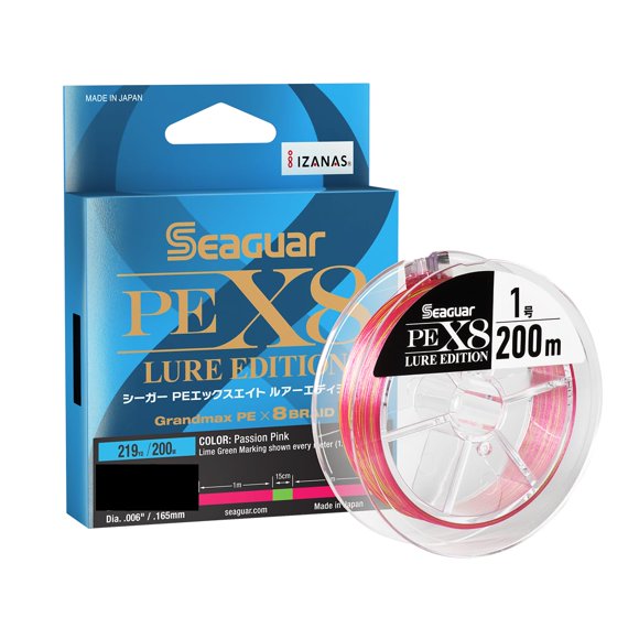 Seaguar Braided Fishing Line JDM PEX8 Lure Edition 219yds / 200 Meters, 18LB, Multi-Color - 18PEX8219
