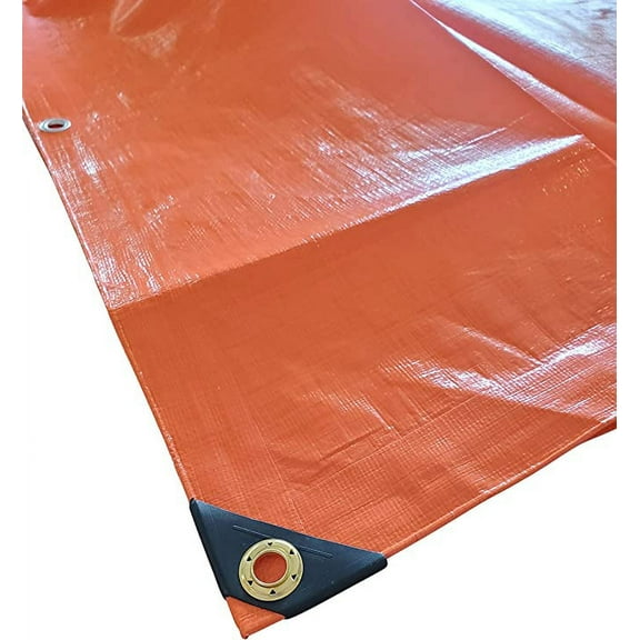Orange Heavy Duty Job Site Safety Tarp Fiber Reinforced (12 Mil Poly Tarp) (12' x 20')