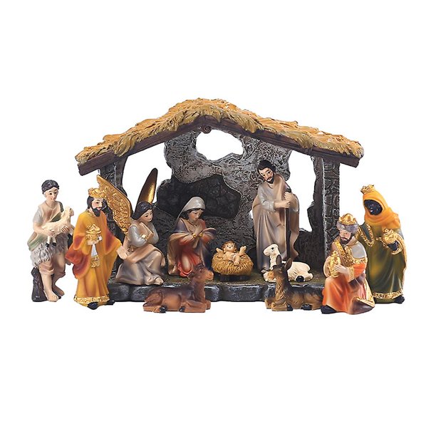 Figura Natividad Navidad Con Escena Pesebre Jesús Artesanías Pintadas A Mano