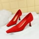 thumbnail image 4 of Zapatos de tacón bajo de ante de lujo para mujer, de boca poco profunda, con punta cuadrada, ajustados, de tacón medio alto, versátiles, clásicos, para boda, 4 of 5