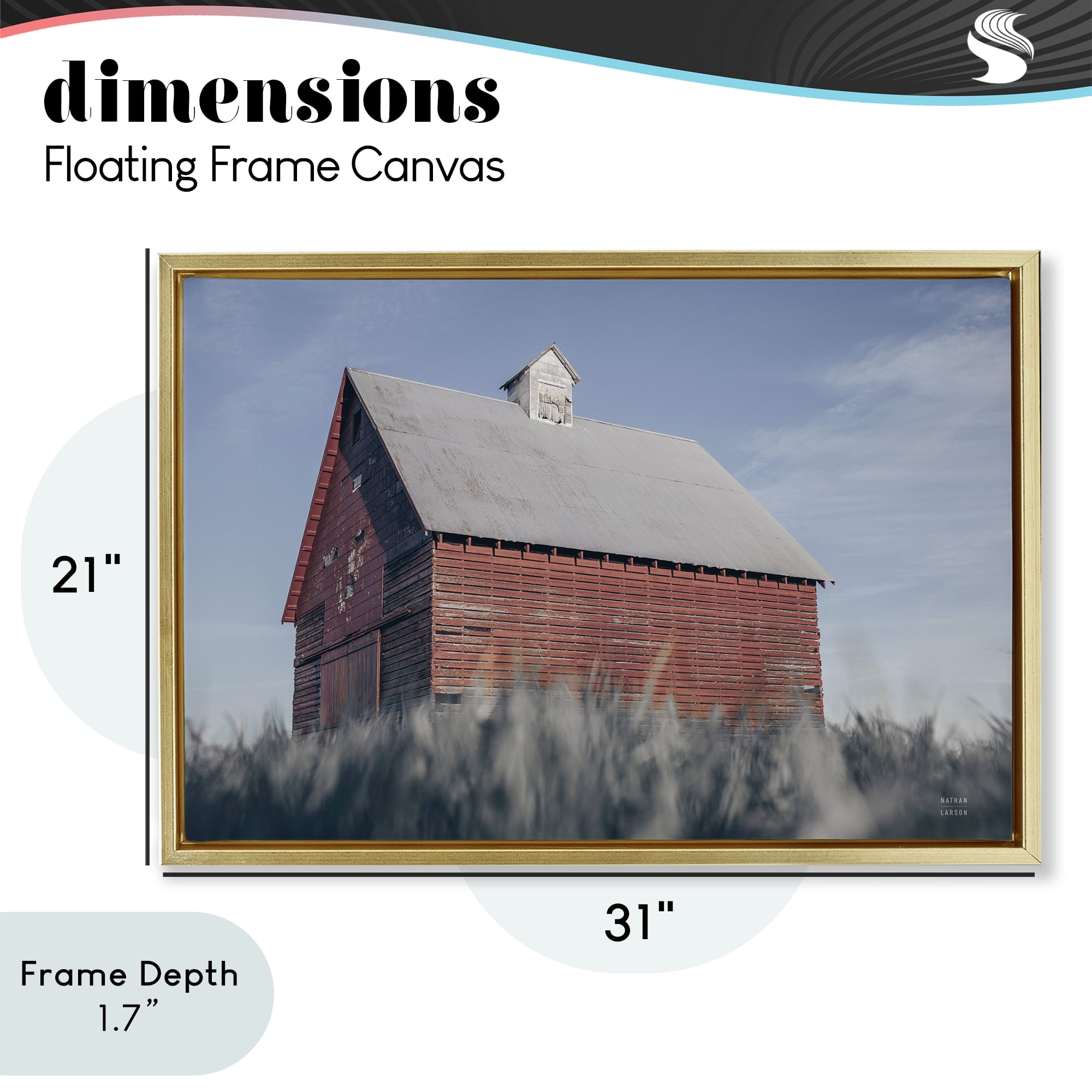 Stupell Industries End Of The Field Cottage Gold Framed Floater Canvas Wall Art, design by Nathan Larson