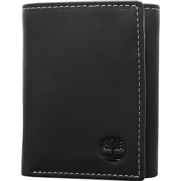 Cartera de Cuero Tríptica para Hombre Timberland con Ventana para ID, Negra