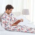 thumbnail image 6 of Naloa Lavender Flowers Men’s Pajamas Set - Long Sleeve Button Down Sleep Shirt and Pajama Bottoms Sleepwear Set-Large, 6 of 7