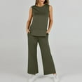 thumbnail image 5 of TTUHYWXI Women's Summer 2 Piece Set 2025 Loose Tank Top Wide Leg Pants Casual Matching Lounge Travel Outfits Tracksuit (Army Green, M), 5 of 8