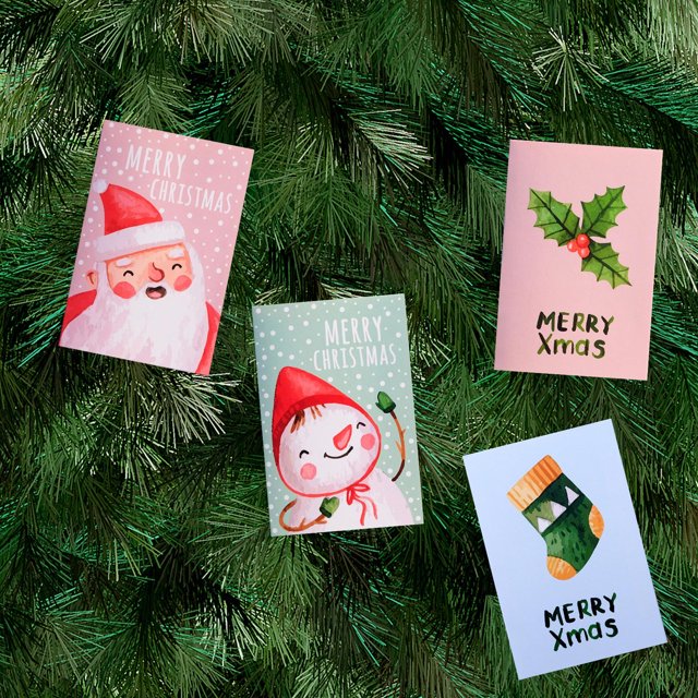 Xihbxyly Ofertas de Hoy Elementos Navideños Coloridos Tarjetas Pequeñas Mini Tarjetas de Felicitación Navideñas Tarjetas de Felicitación Navideñas
