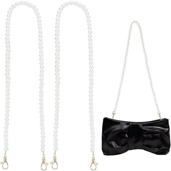 1box 2pcs Pearl Chain Strap 31.7" Imitation Pearl Beaded bag Straps 9.5mm Purse Chain Replacement Crossbody bag Chain Strap with Golden Swivel Clasps for Handbag Purse Clutch Shoulder bag