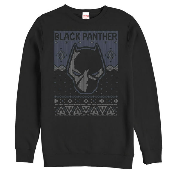 Men's Marvel Ugly Christmas Black Panther Sweatshirt Black Medium