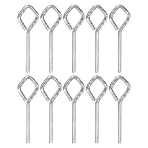 Uxcell 10pcs Dogging Hex Key Wrench 1/8" SAE Metal Dog Door Keys Spanner with Diamond Full Loop, Silver Tone