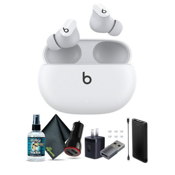 Beats by Dr. Dre Studio Buds Noise Canceling True Wireless In-Ear Headphones (White) Bundle with Accessories