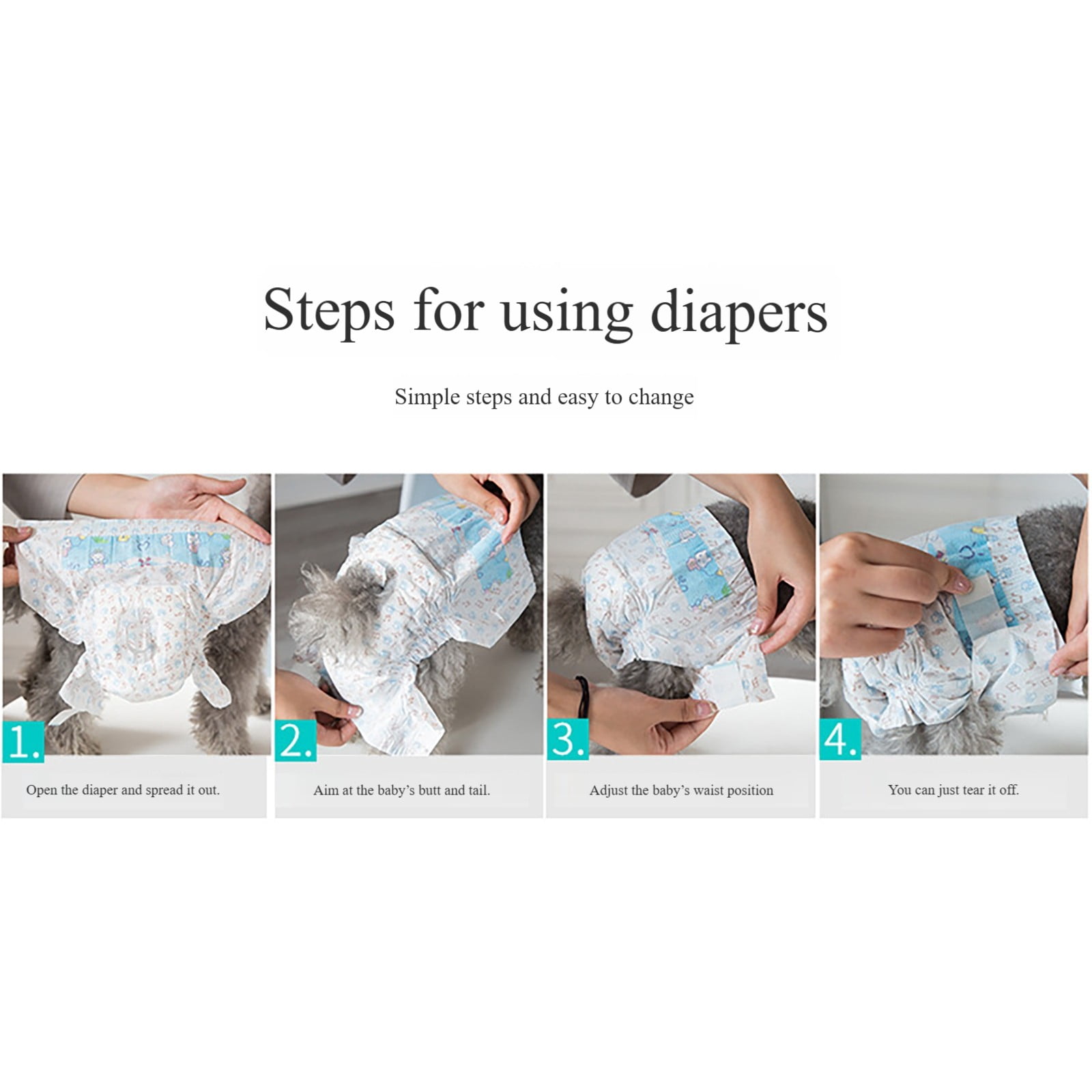 Reusable Dog Diaper Color Changing Leak Proof Pants Washable Breathable Puppy Belly Band for Male Female Dogs Sky Blue - S