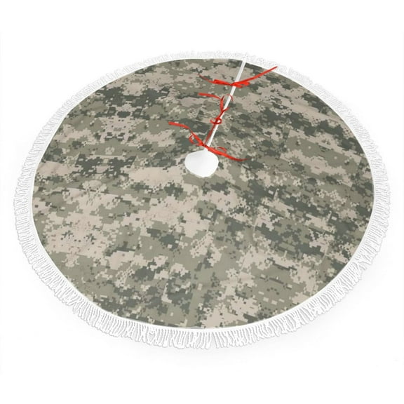 Christmas Tree Skirt Army Digital Camouflage Xmas Tree Skirt with Tassels Christmas Holiday Decoration 30"