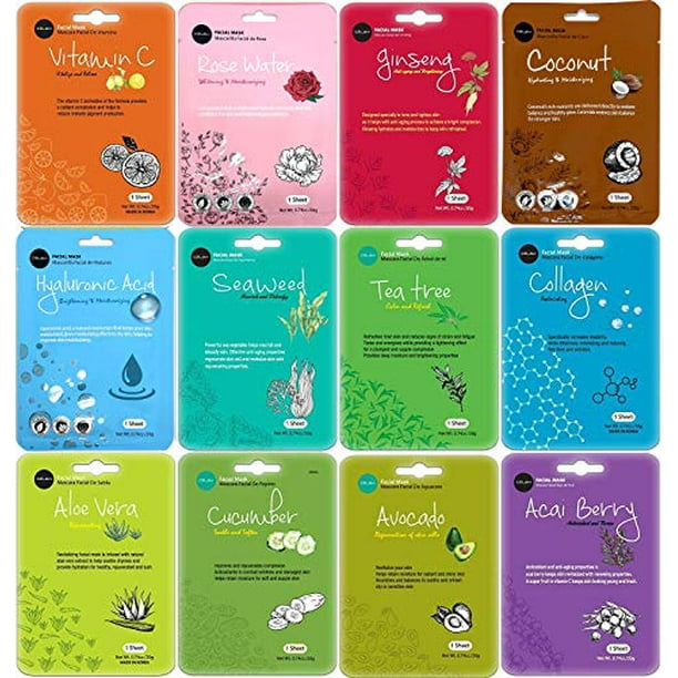Celavi Face Mask Set Korean Beauty Essence Facial Paper Sheet Mask