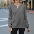 thumbnail image 4 of XPMWRP Women's Solid Color Half Zip Sweatshirt 3/4 Sleeve Loose Fit Casual Fashion Pullover Tops Spring Fall Sweatshirt Dark Gray M, 4 of 6