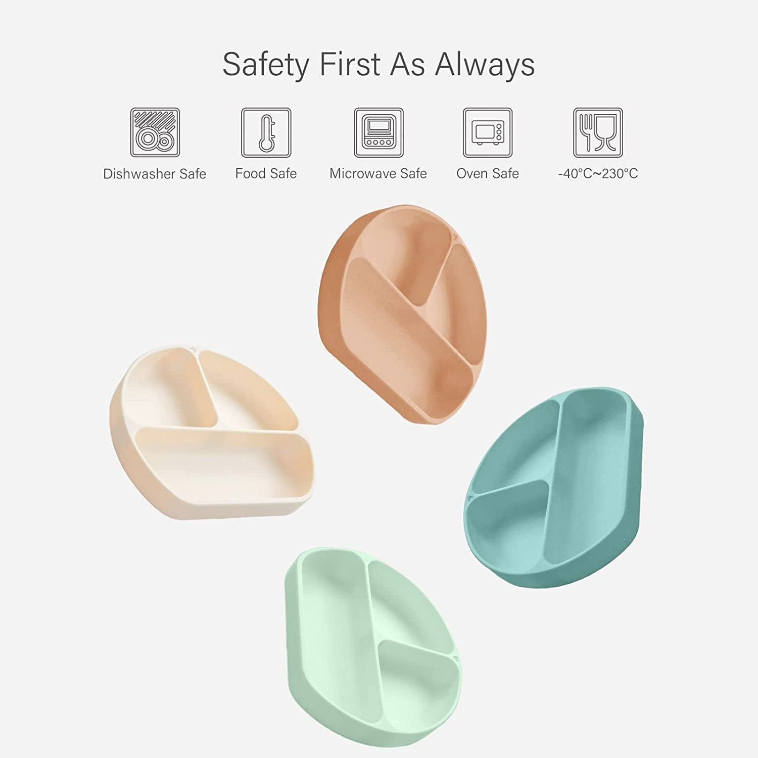 Yooforea Platinum Silicone Baby Suction Plate (Upgraded), Baby Led Weaning Plate, 100% Food Grade Silicone, Non Sticky Stain Resistant by UV Treatment, Dishwasher, Microwave Safe, BPA BPS Free - Honey