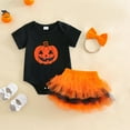 thumbnail image 2 of Vividxx Baby Girl Halloween Outfits Sets Short Sleeve Pumpkin Print Romper Tutu Skirts Cute Halloween Baby Clothes Birthday Dailywear, 2 of 9
