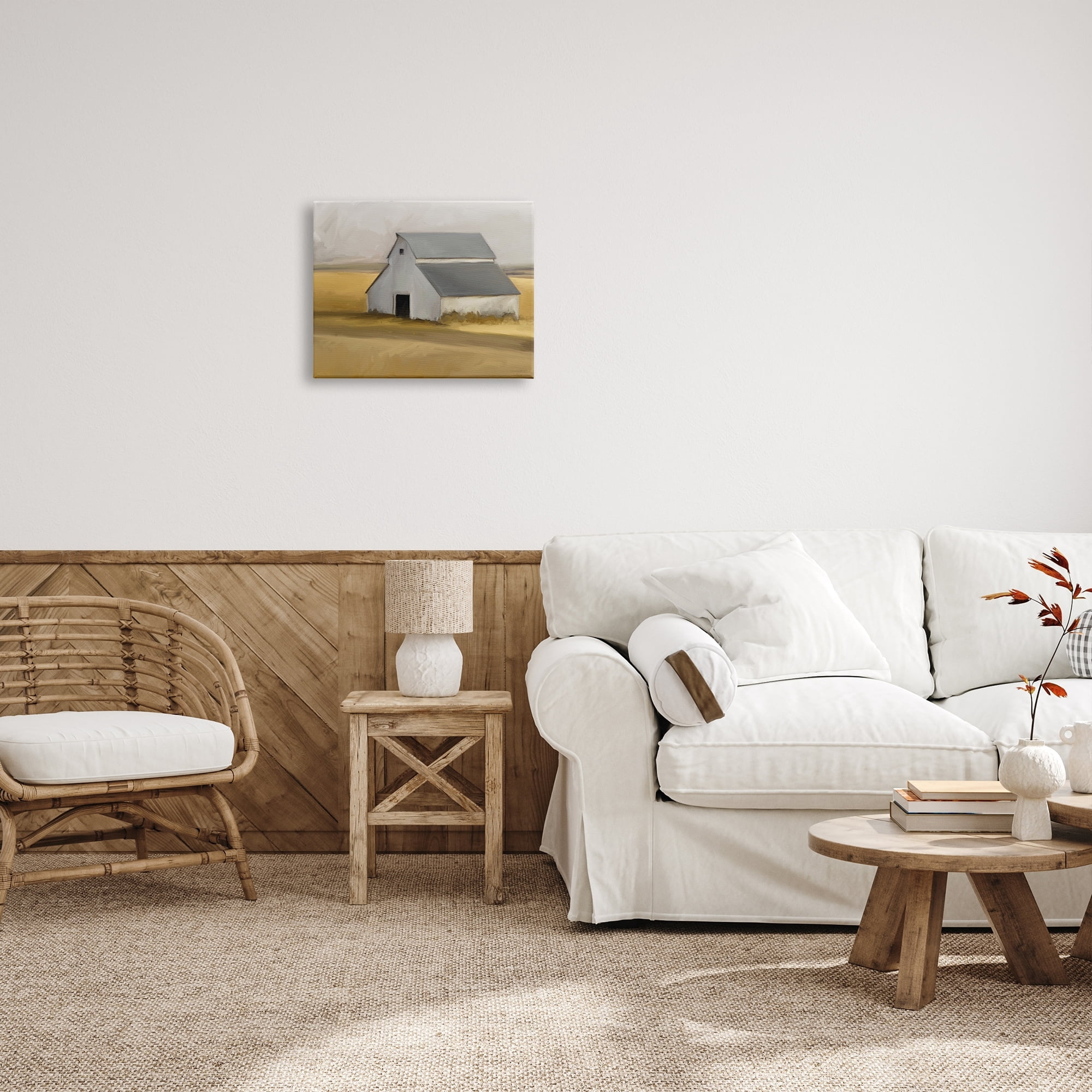 Stupell Industries Autumn Field Farmhouse Barn Landscape Cool Cloudy Sky, 48 x 36, Design by Kamdon Kreations