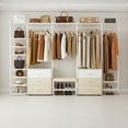 thumbnail image 5 of Homieasy 96'' Closet System, Heavy Duty Closet Organizer with 6 Wood Drawers, Walk in Clothes Rack with 14 Shelves for Checkroom, Bedroom, 95.8" L x 15.6" W x 69.5" H, Max Load 1200 lbs, White, 5 of 9