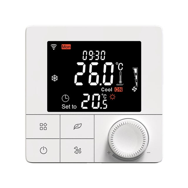 Mistaha Ventilateur Intelligent pour Thermostat à 4 Canalisations WIFI/485 Modbus avec Application et Contrôle Vocal Écran LCD 2.8 Pouces Thermostat Programmable Intelligent