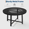 thumbnail image 4 of Studyset Round Dining Table for 4-6,47 inch Wood Dining Room Table with Sturdy Metal Frame & Rustic Brown Finish,Industrial Dinner Table,Large Round Table Circle Kitchen Table for Dining Room,Kitchen, 4 of 7